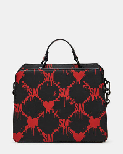 EVELYN Bag Drippy Hearts Black/Red Top Handle Crossbody Bag
