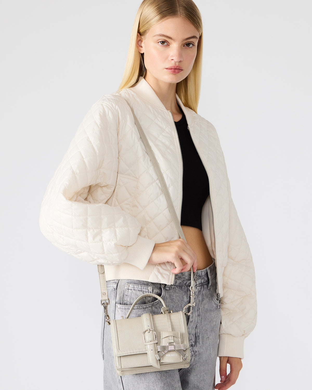 CLARK Bag Light Grey Structured Top-Handle Mini Handbag