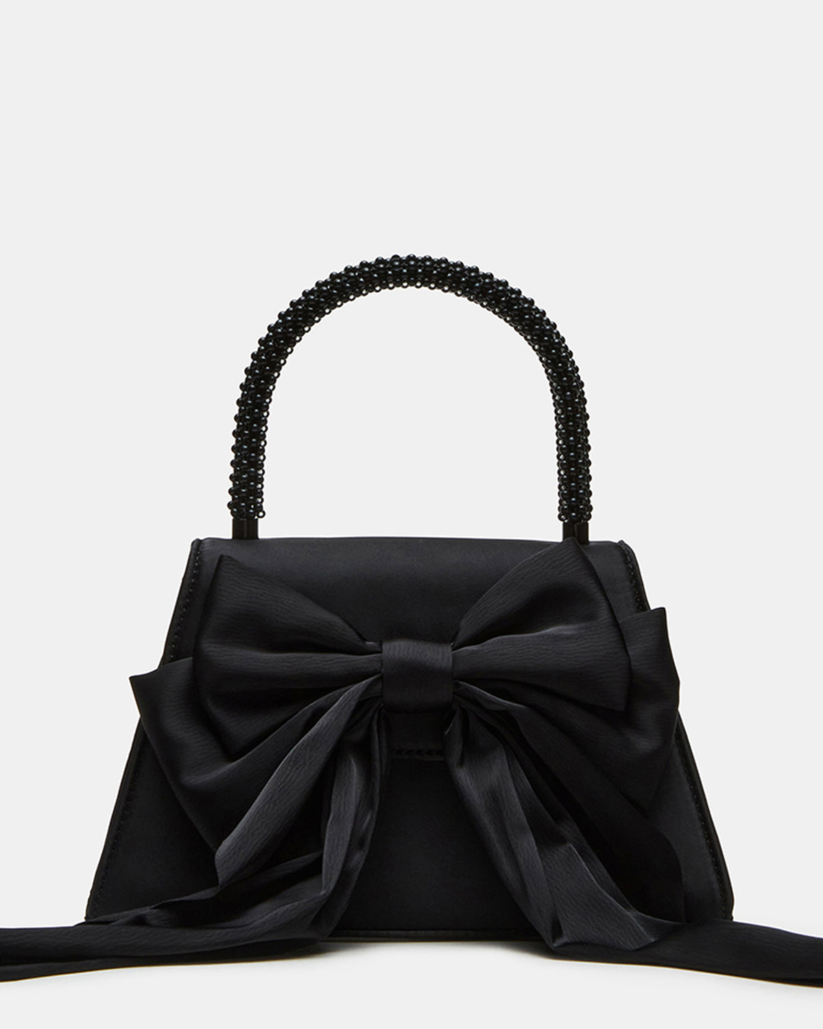 COSETTE Bag Black Satin Beaded Top-Handle Mini Handbag
