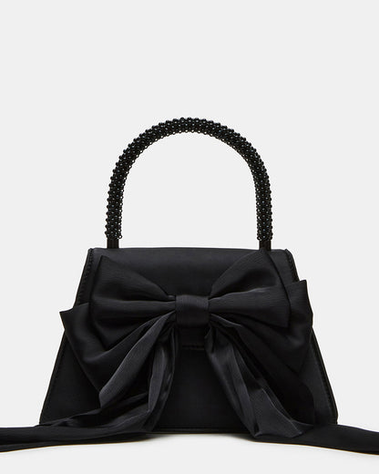 COSETTE Bag Black Satin Beaded Top-Handle Mini Handbag