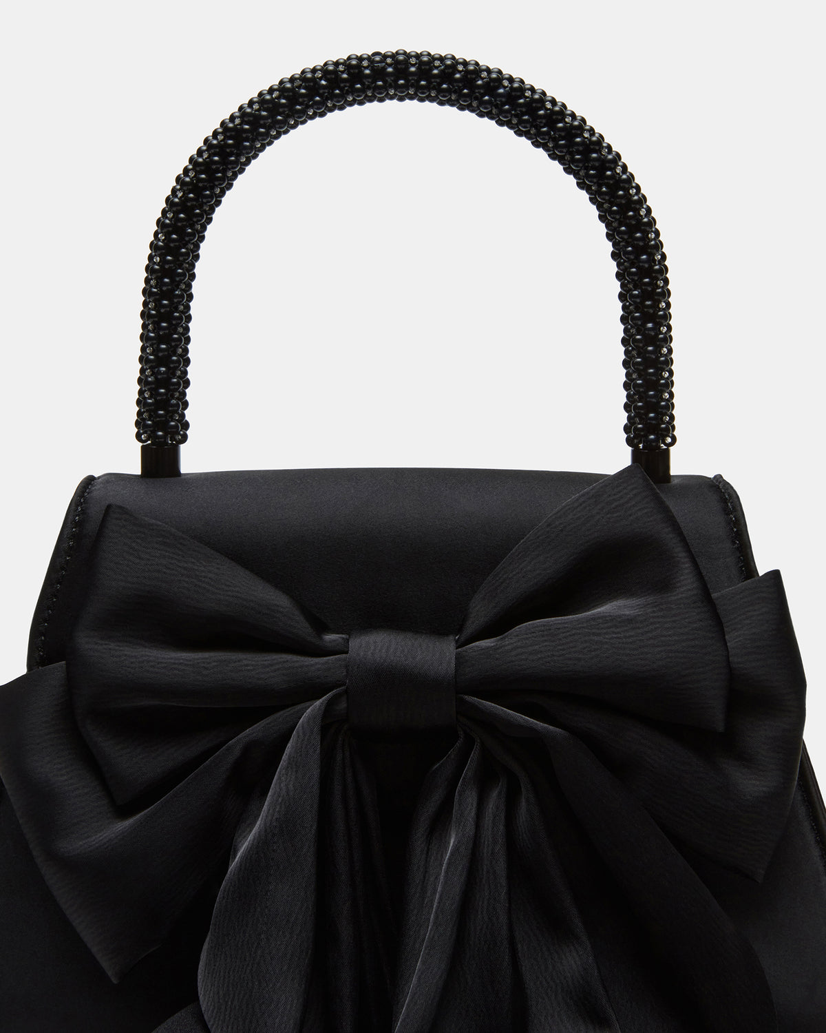 COSETTE Bag Black Satin Beaded Top-Handle Mini Handbag