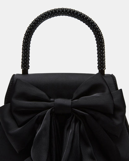 COSETTE Bag Black Satin Beaded Top-Handle Mini Handbag