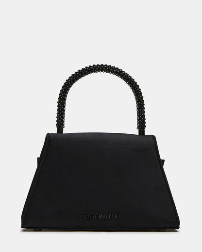 COSETTE Bag Black Satin Beaded Top-Handle Mini Handbag