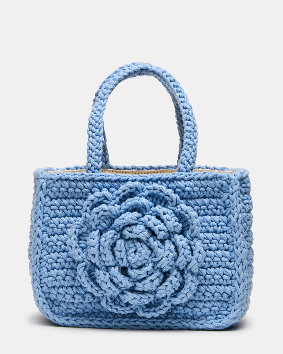 LUVLY Bag Light Blue Mini Top-Handle Flower Decal Crochet Crossbody Handbag