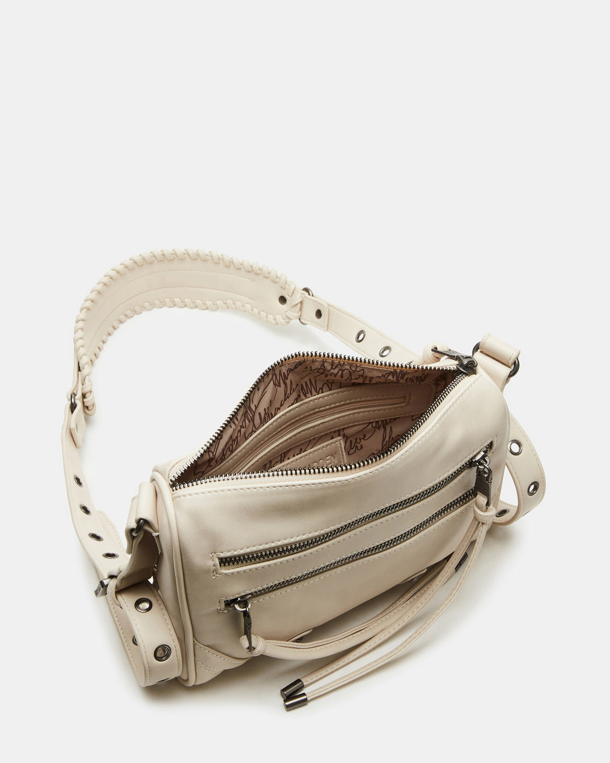 RIGBY Taupe Women's Fringe Studded Crossbody Handbag