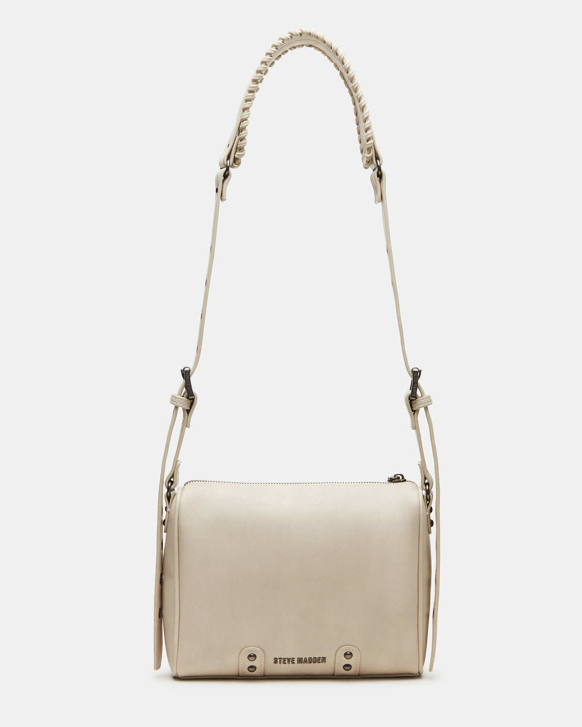 RIGBY Taupe Women's Fringe Studded Crossbody Handbag