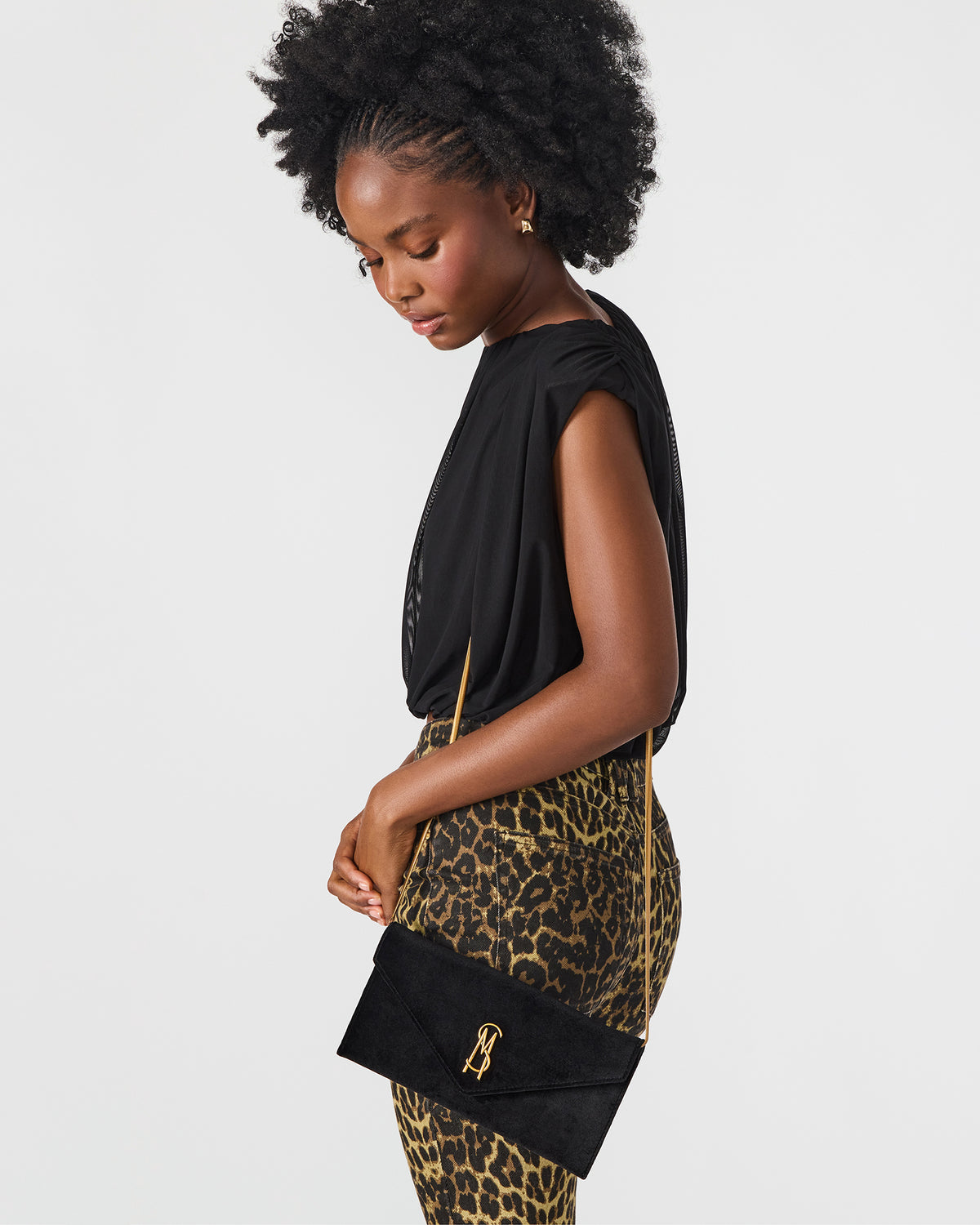SMOOTH Bag Black Velvet Envelope Logo Crossbody Clutch Handbag