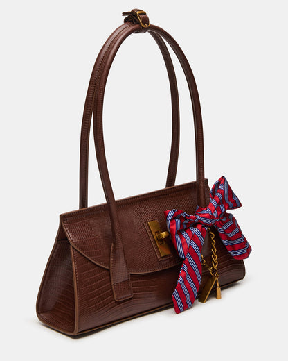 MILAN Bag Chocolate Elongated Menswear-Inspired Shoulder Strap Handbag