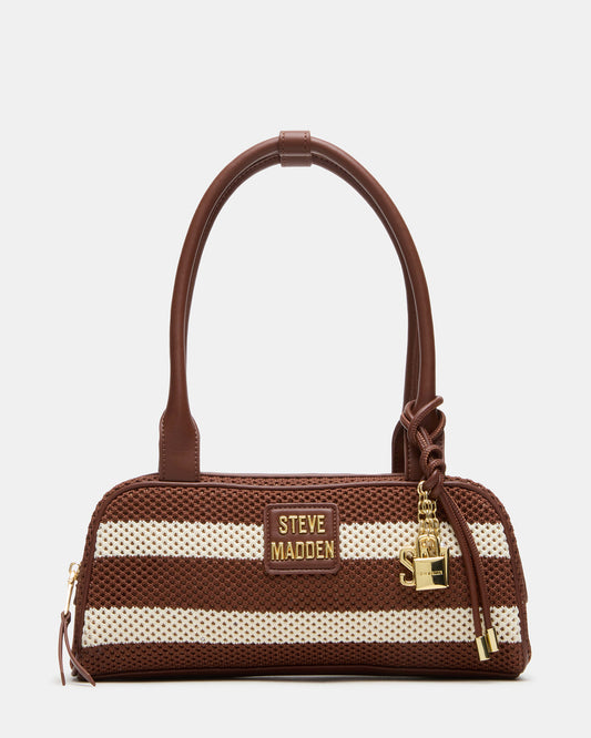 LAGUNE Bag Chocolate Multi Elongated Straw Shoulder Strap Handbag