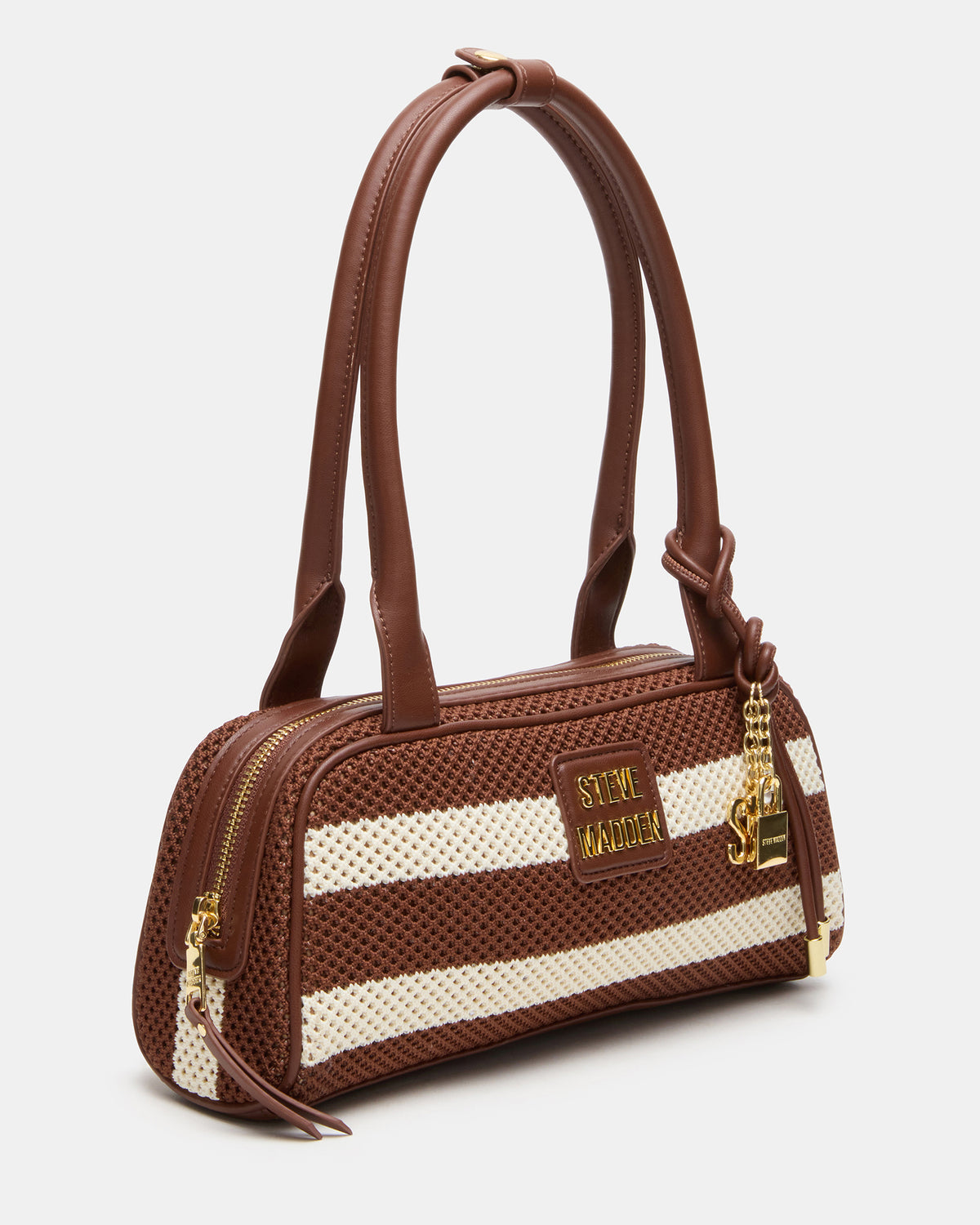 LAGUNE Bag Chocolate Multi Elongated Straw Shoulder Strap Handbag