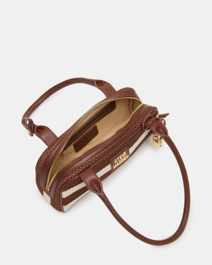 LAGUNE Bag Chocolate Multi Elongated Straw Shoulder Strap Handbag