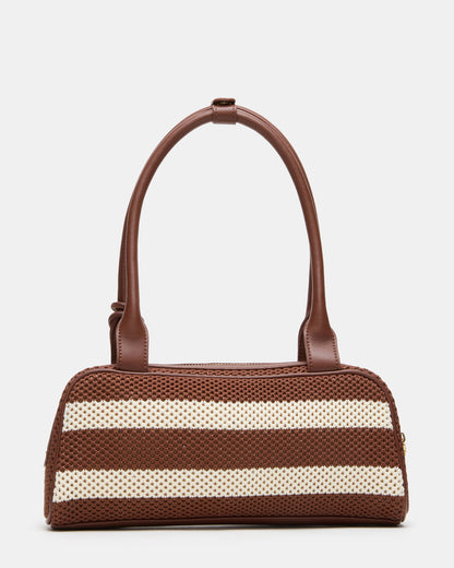 LAGUNE Bag Chocolate Multi Elongated Straw Shoulder Strap Handbag