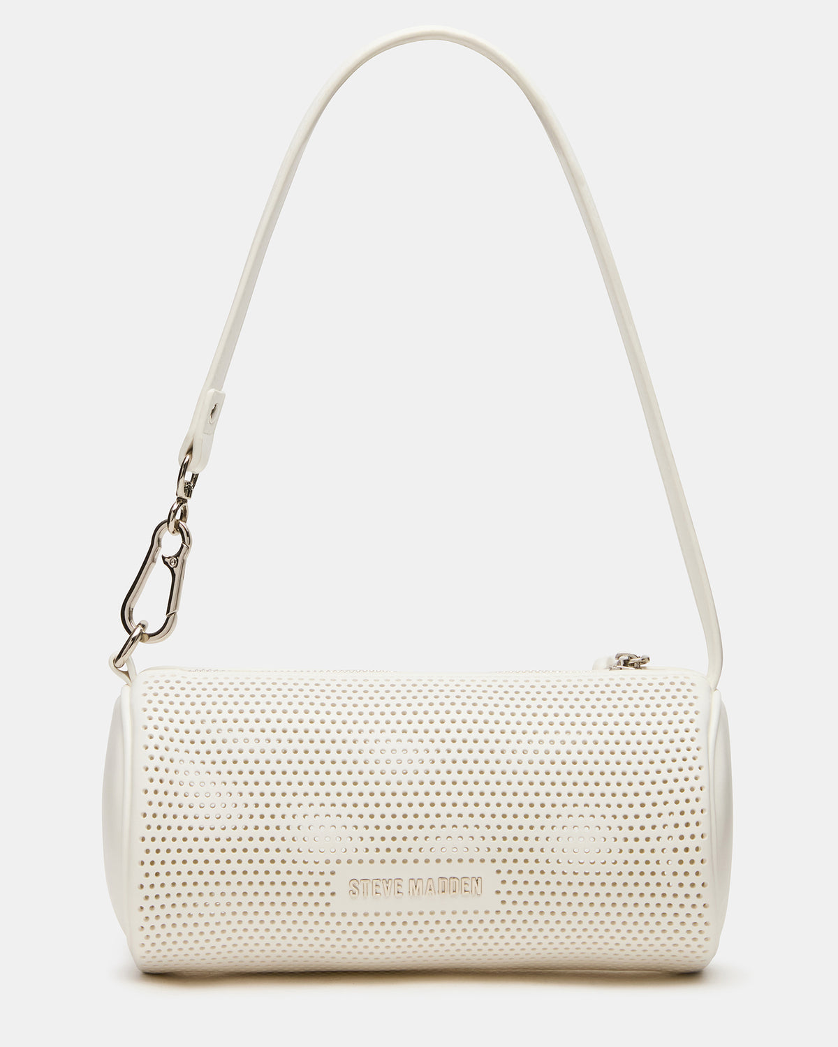 PRIYA Perforated Bag White Mini Barrel Shoulder Handbag