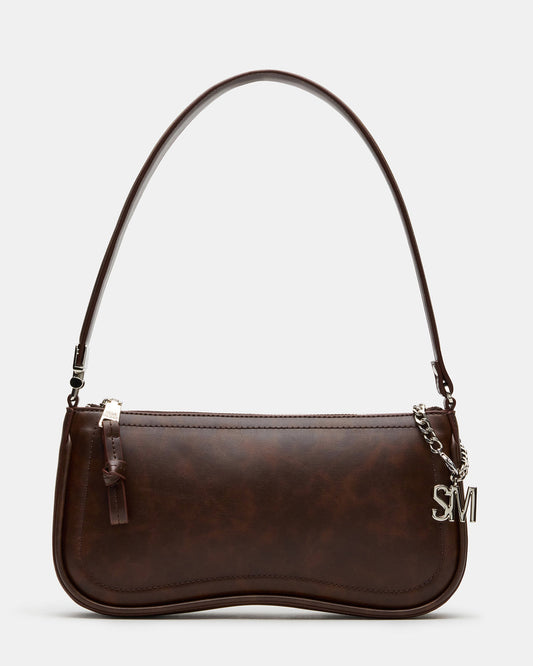 ANGEL Bag Brown Distressed Top-Zipper Structured Shoulder Strap Handbag
