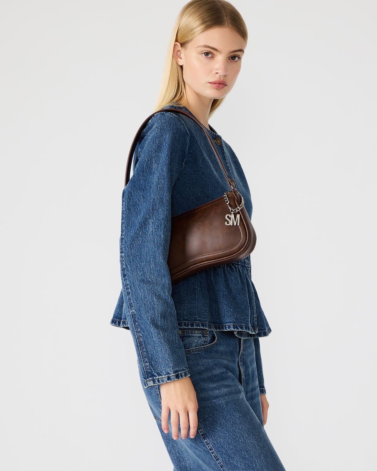 ANGEL Bag Brown Distressed Top-Zipper Structured Shoulder Strap Handbag