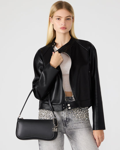 ANGEL Bag Black Top-Zipper Structured Shoulder Strap Handbag