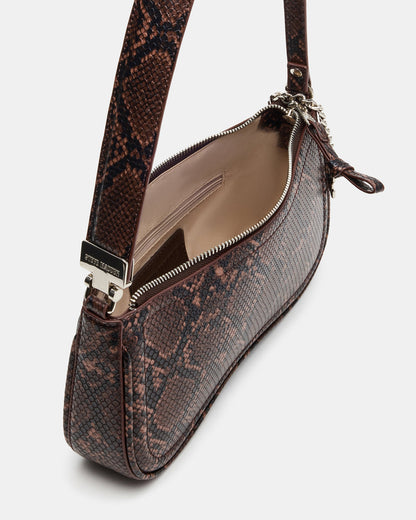 ANGEL Bag Brown Snake Top-Zipper Structured Shoulder Strap Handbag