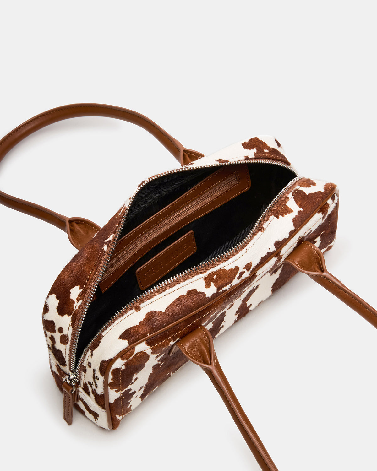 ANISE Bag Brown Cow Print Elongated Shoulder Strap Handbag