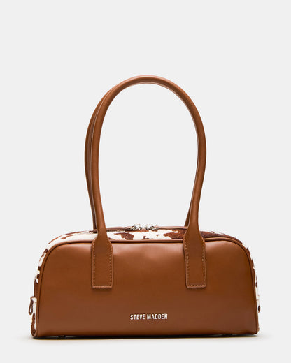 ANISE Bag Brown Cow Print Elongated Shoulder Strap Handbag