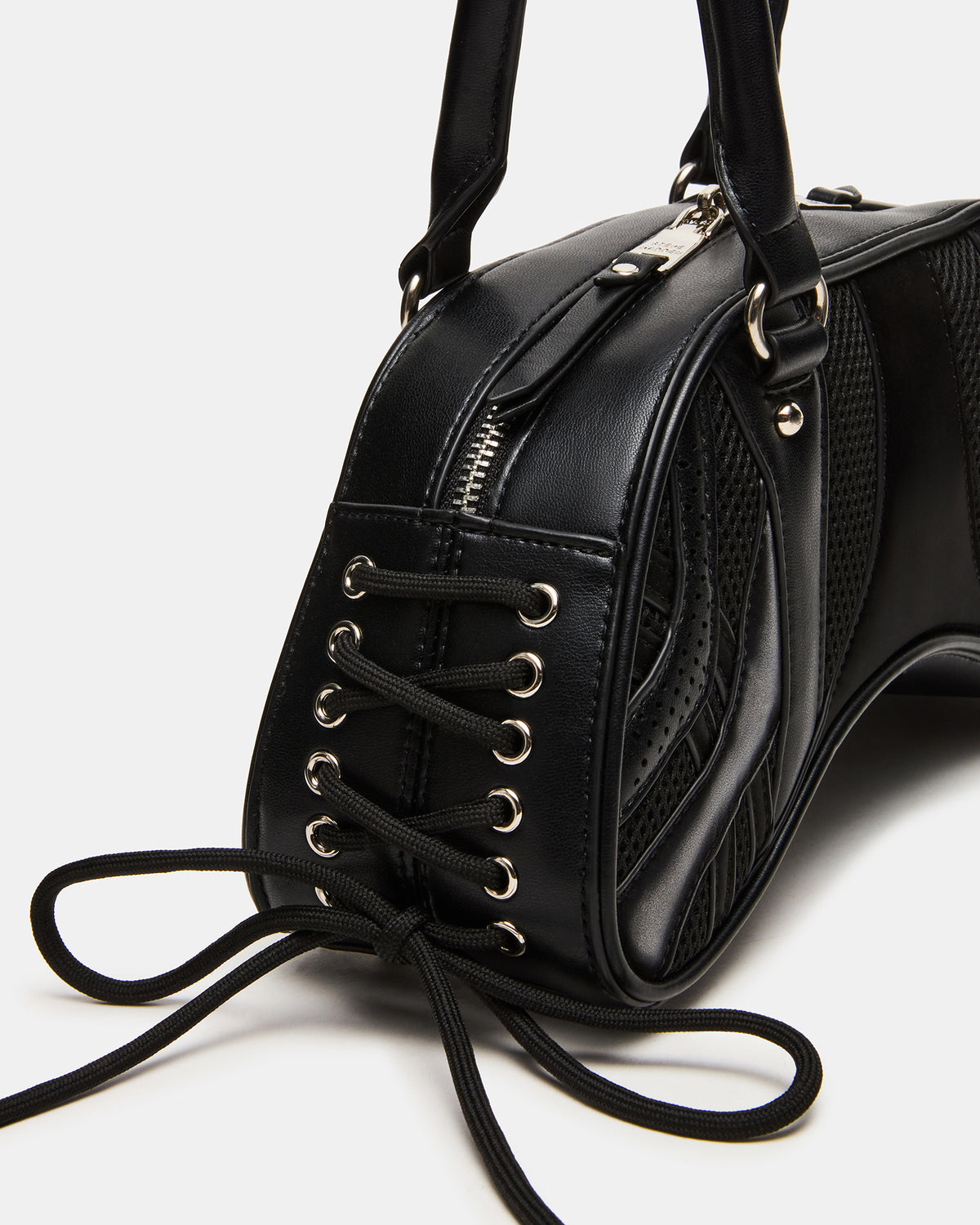 KODY Bag Black Lace-Up Buckle Shoulder Strap Handbag