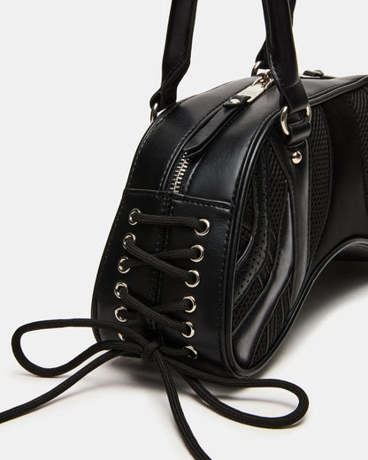 KODY Bag Black Lace-Up Buckle Shoulder Strap Handbag