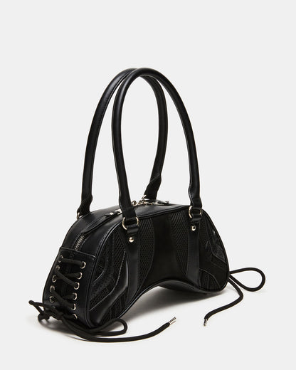 KODY Bag Black Lace-Up Buckle Shoulder Strap Handbag
