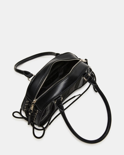 KODY Bag Black Lace-Up Buckle Shoulder Strap Handbag