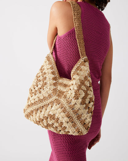 BORA Natural Multi Women's Raffia Hobo Shoulder Bag