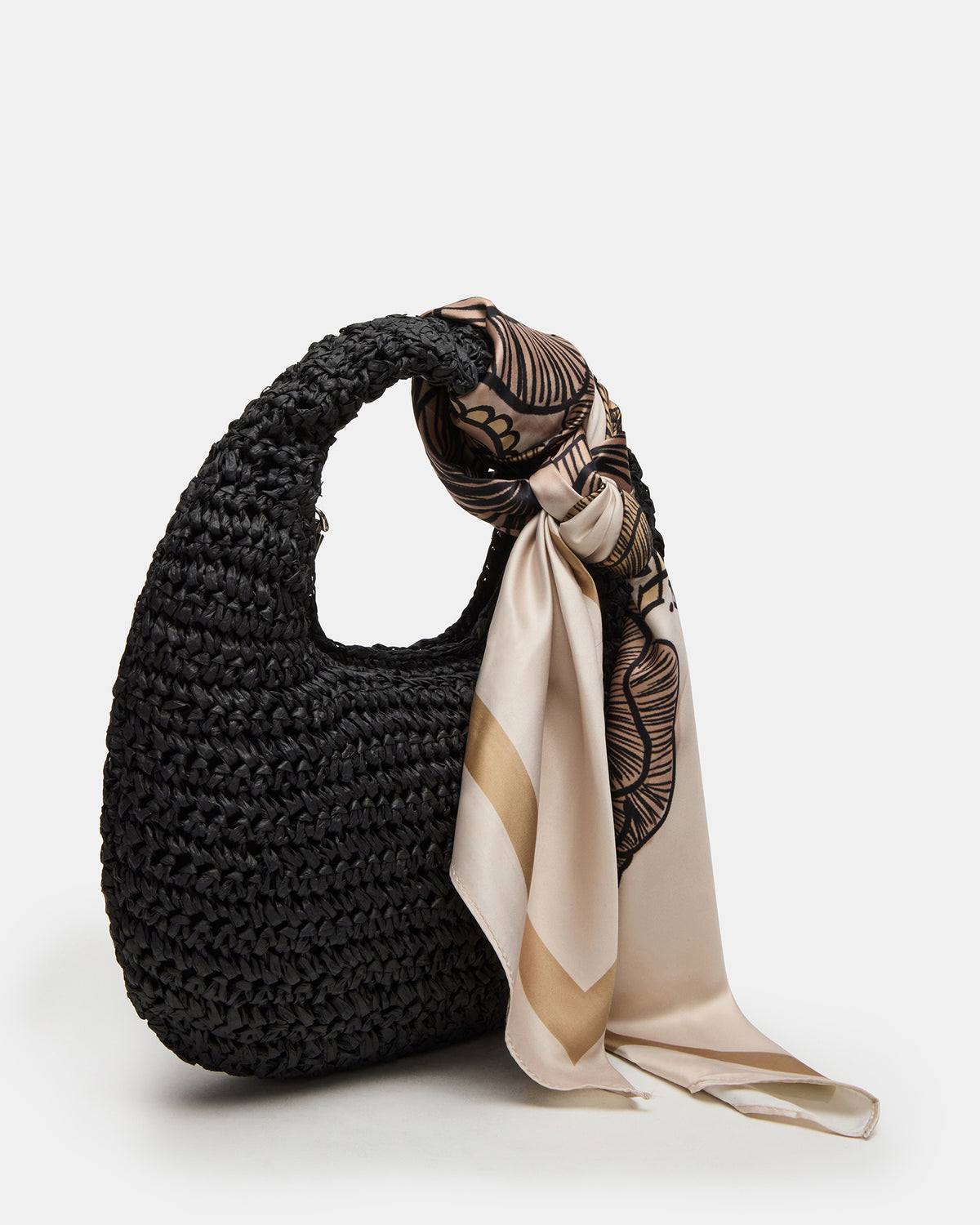 DAENRYS Black Women's Crescent Shaped Straw Shoulder Bag