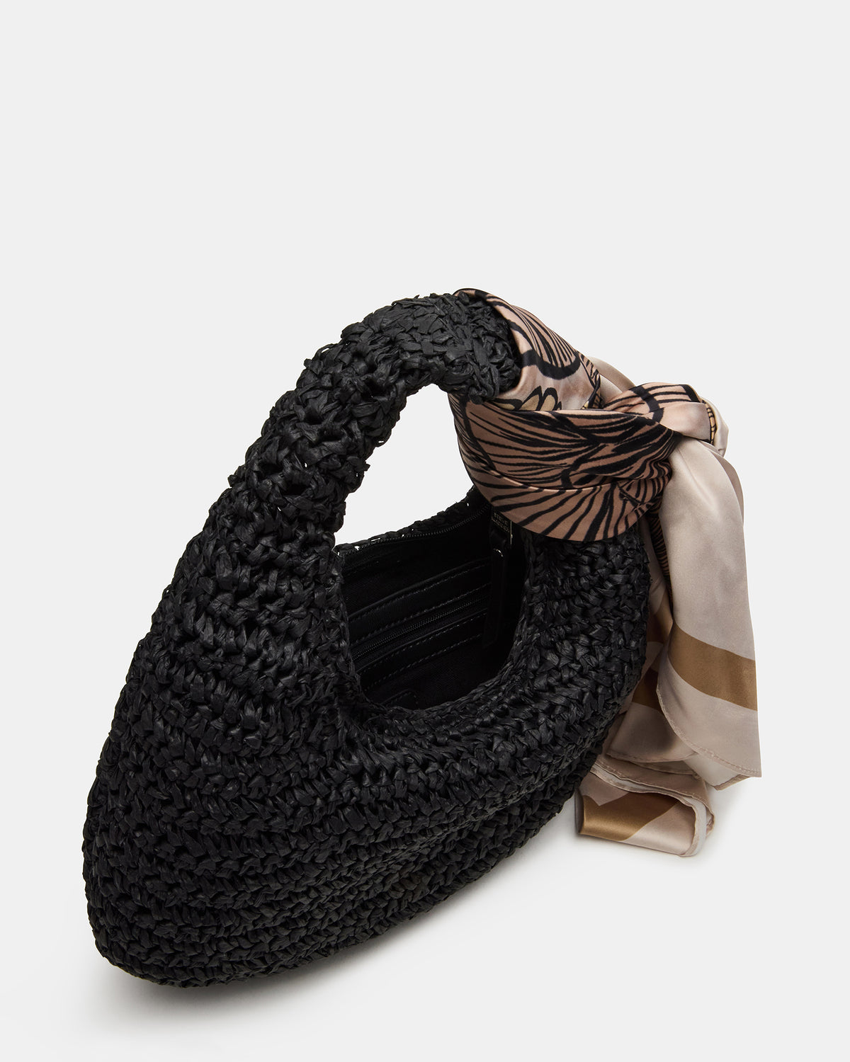 DAENRYS Black Women's Crescent Shaped Straw Shoulder Bag