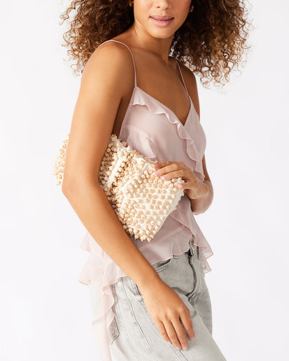 TIKI Natural Women's Beaded Clutch