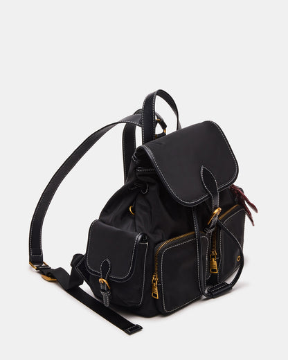 STUDIO Bag Black Nylon Cargo Pocket Drawstring Women's Backpack Handbag