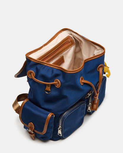 STUDIO Bag Navy Nylon Cargo Pocket Drawstring Women's Backpack Handbag