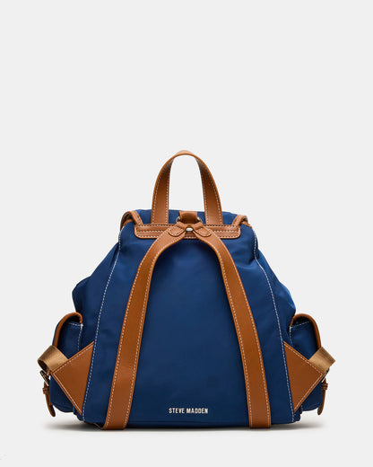 STUDIO Bag Navy Nylon Cargo Pocket Drawstring Women's Backpack Handbag