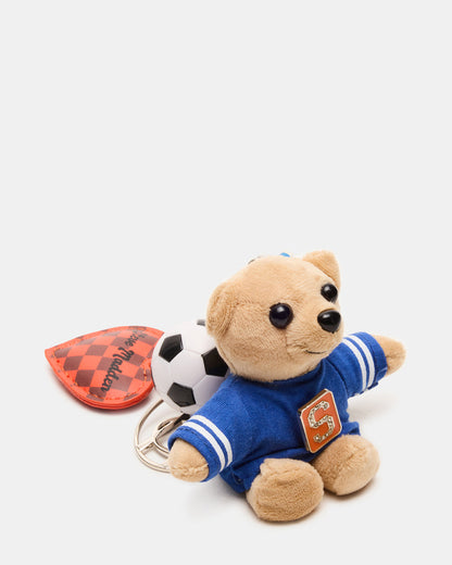 GOAL BAG CHARM Blue Multi Stuffed Bear Attachable Bag Charm