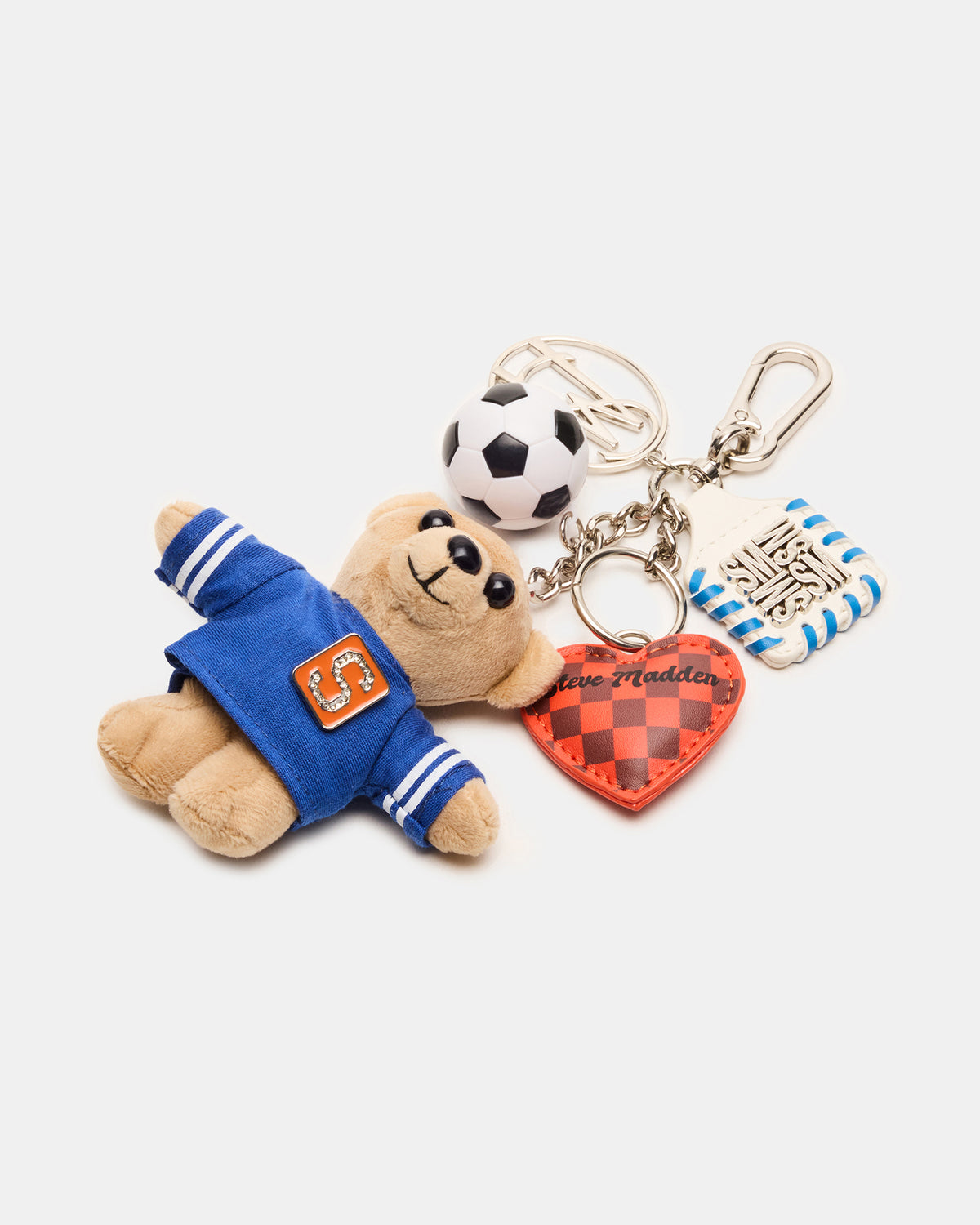 GOAL BAG CHARM Blue Multi Stuffed Bear Attachable Bag Charm