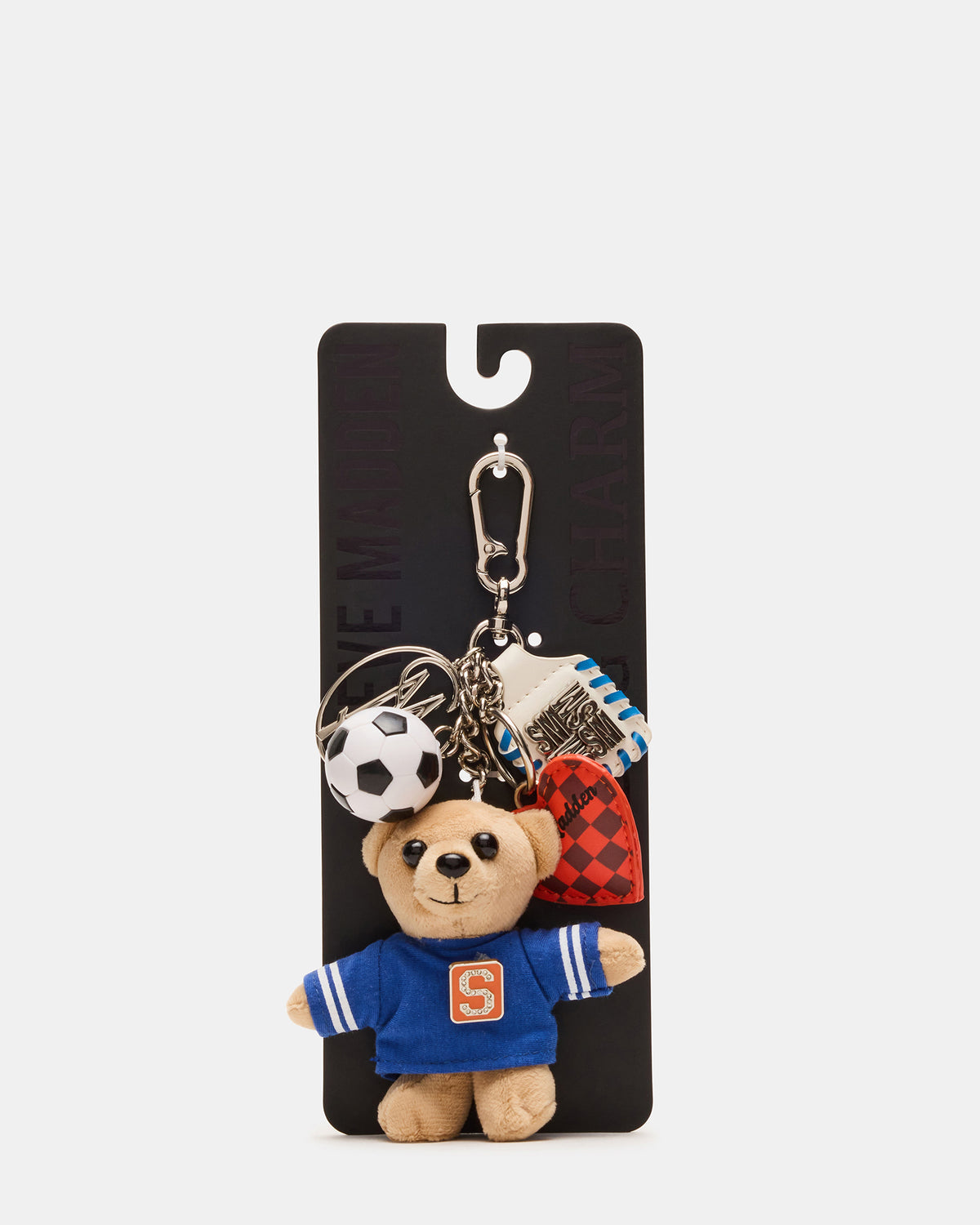 GOAL BAG CHARM Blue Multi Stuffed Bear Attachable Bag Charm