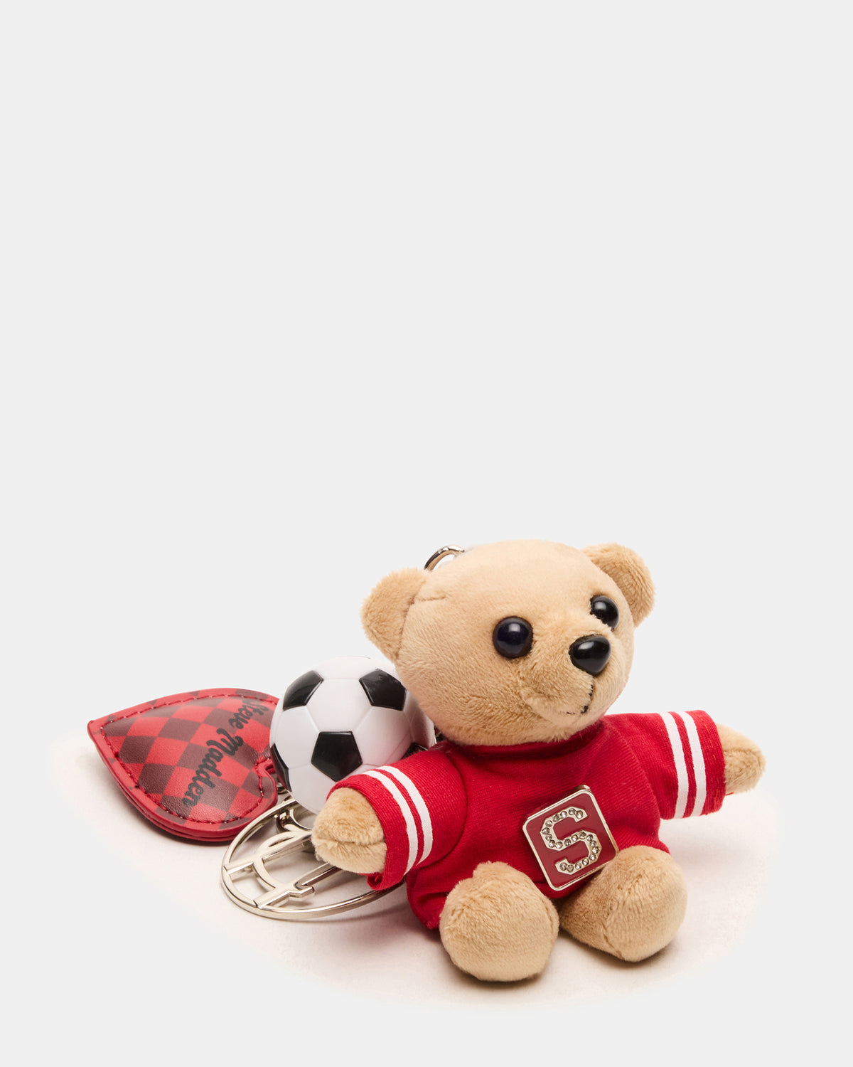 GOAL BAG CHARM Red Multi Stuffed Bear Attachable Bag Charm