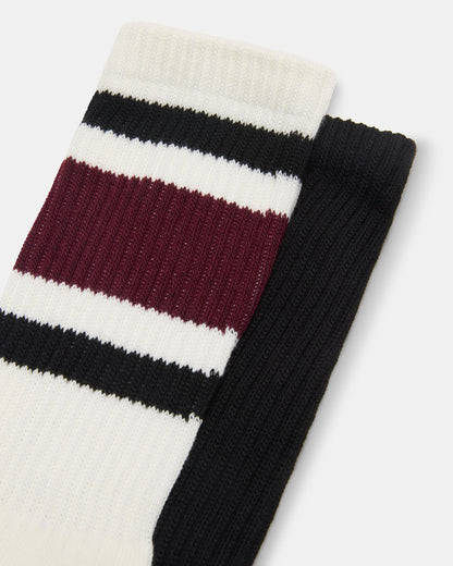 IVY 2 PACK STRIPE ATHLEISURE SOCKS Cherry Women's Stripe Athletic Socks