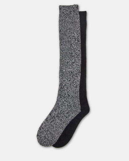 FALL 2 PACK MARLED KNEE HIGH SOCKS Black Women's Marled Knee-High Socks