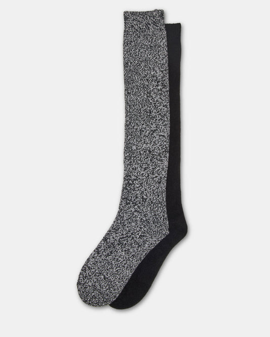FALL 2 PACK MARLED KNEE HIGH SOCKS Black Women's Marled Knee-High Socks