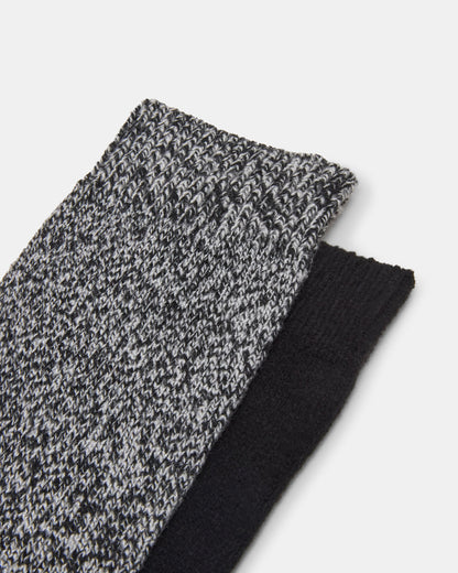 FALL 2 PACK MARLED KNEE HIGH SOCKS Black Women's Marled Knee-High Socks