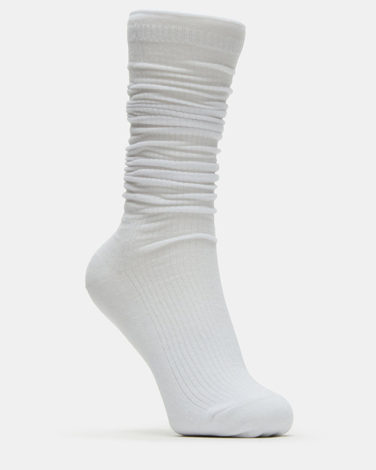 2 PACK SLOUCHY CREW SOCKS BLACK WHITE Scrunch Socks