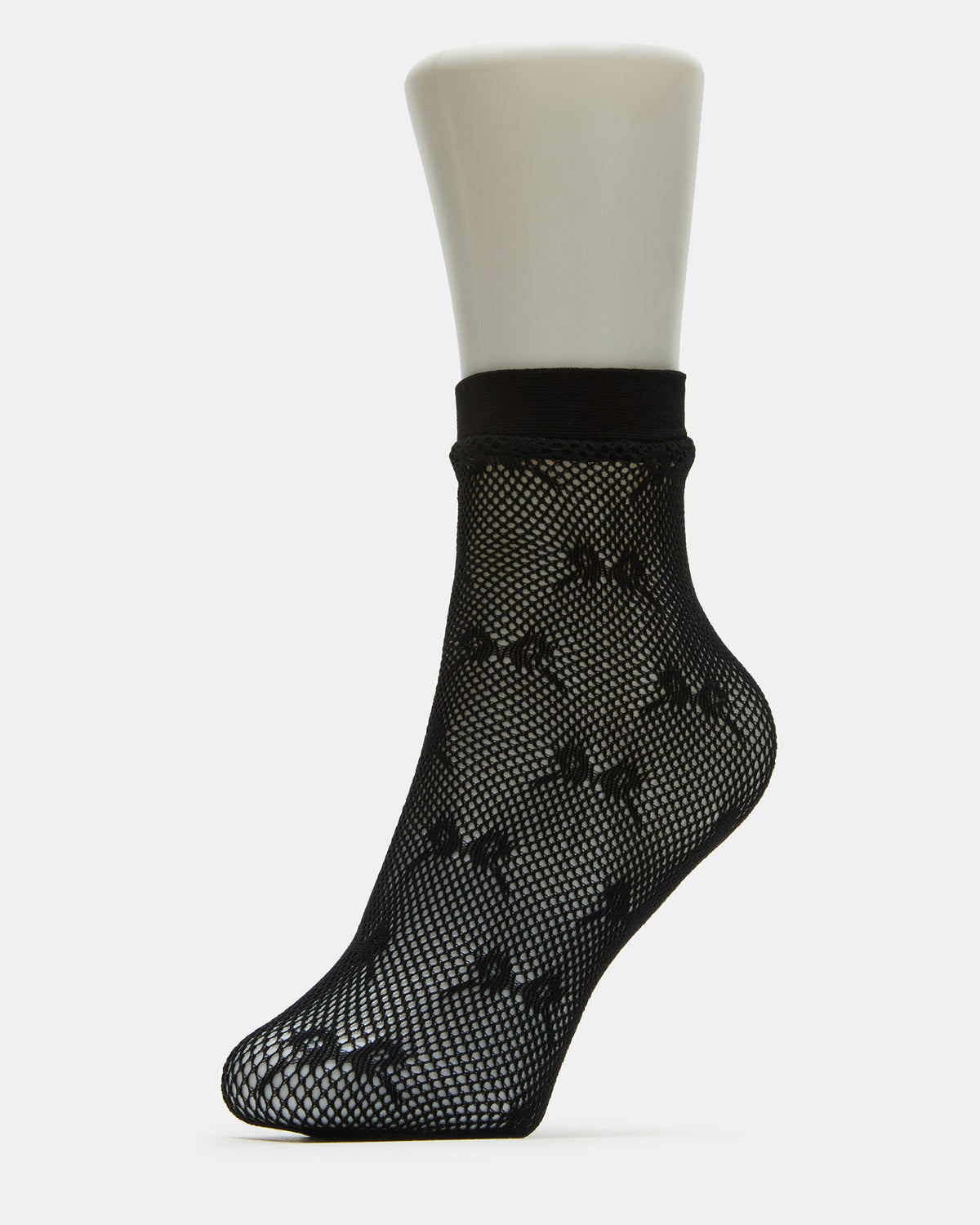 2 Pack Bow Fishnet Anklet Women's Lace Quarter Socks Black