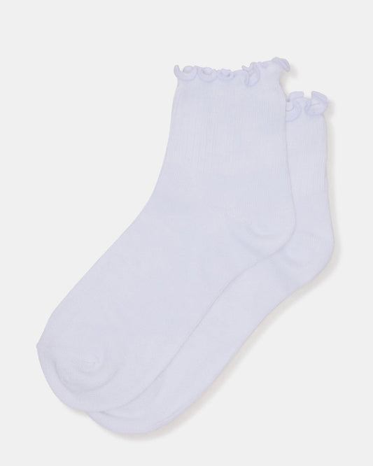 LETTUCE EDGE ANKLET SOCKS White Women's Anklet Socks