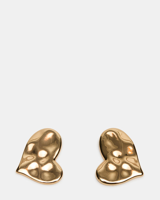 TEXTURED HEART STUD EARRINGS GOLD Women's Textured Heart Stud Earrings