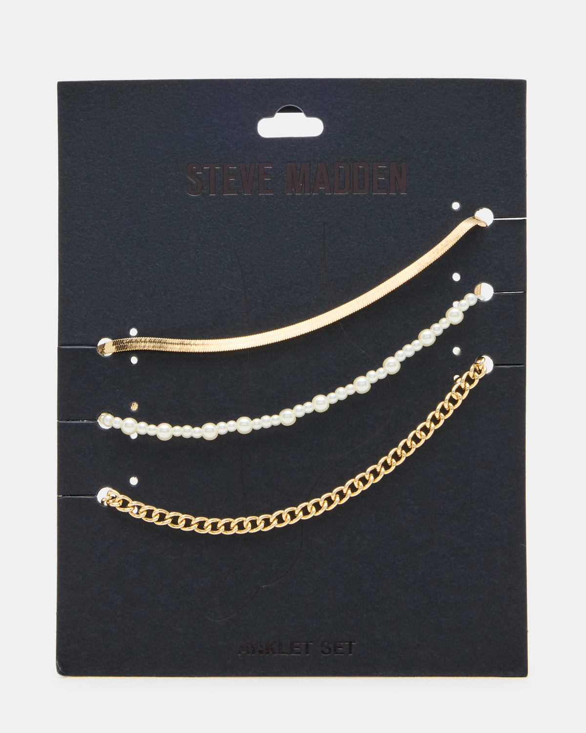 3-PIECE CHAIN ANKLET SET Women's Gold Chain Pearl Embellished Anklet Set