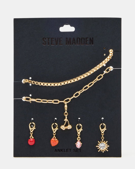 CHERRY CHARM ANKLET SET Women's Cherry Chain Multi Anklet Set