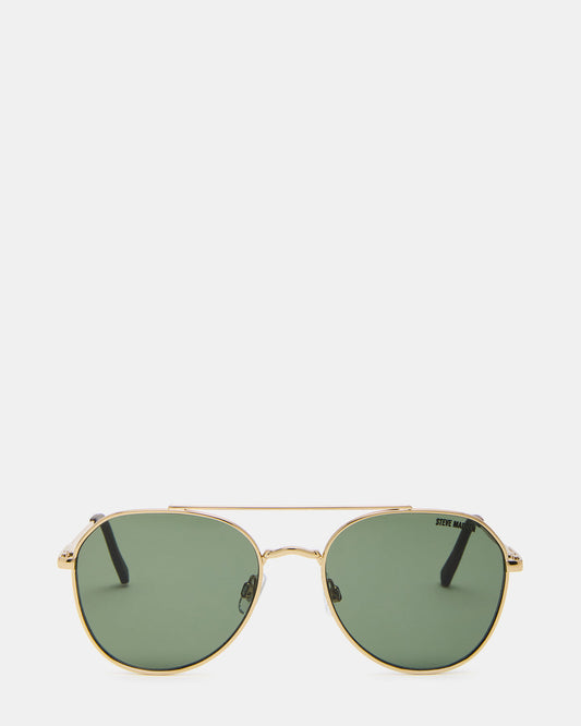 AYDIN Gold Solid Green Gold Frame Sunglasses