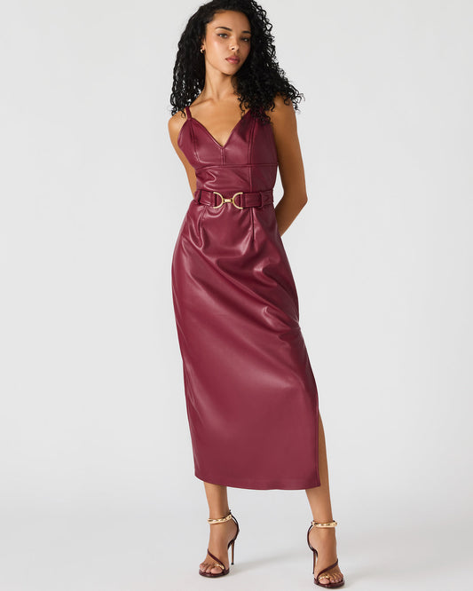 KAILEY Cordovan Faux Leather Sleeveless Midi Women's Dress